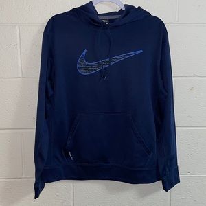 Nike Dri-Fit Light Fleece Navy Blue Swoosh Sweatshirt/Hoodie Mens Size Medium